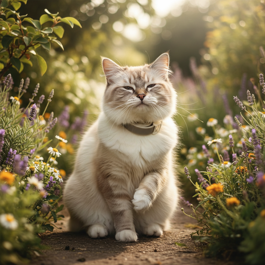 Cat wearing collar outdoors