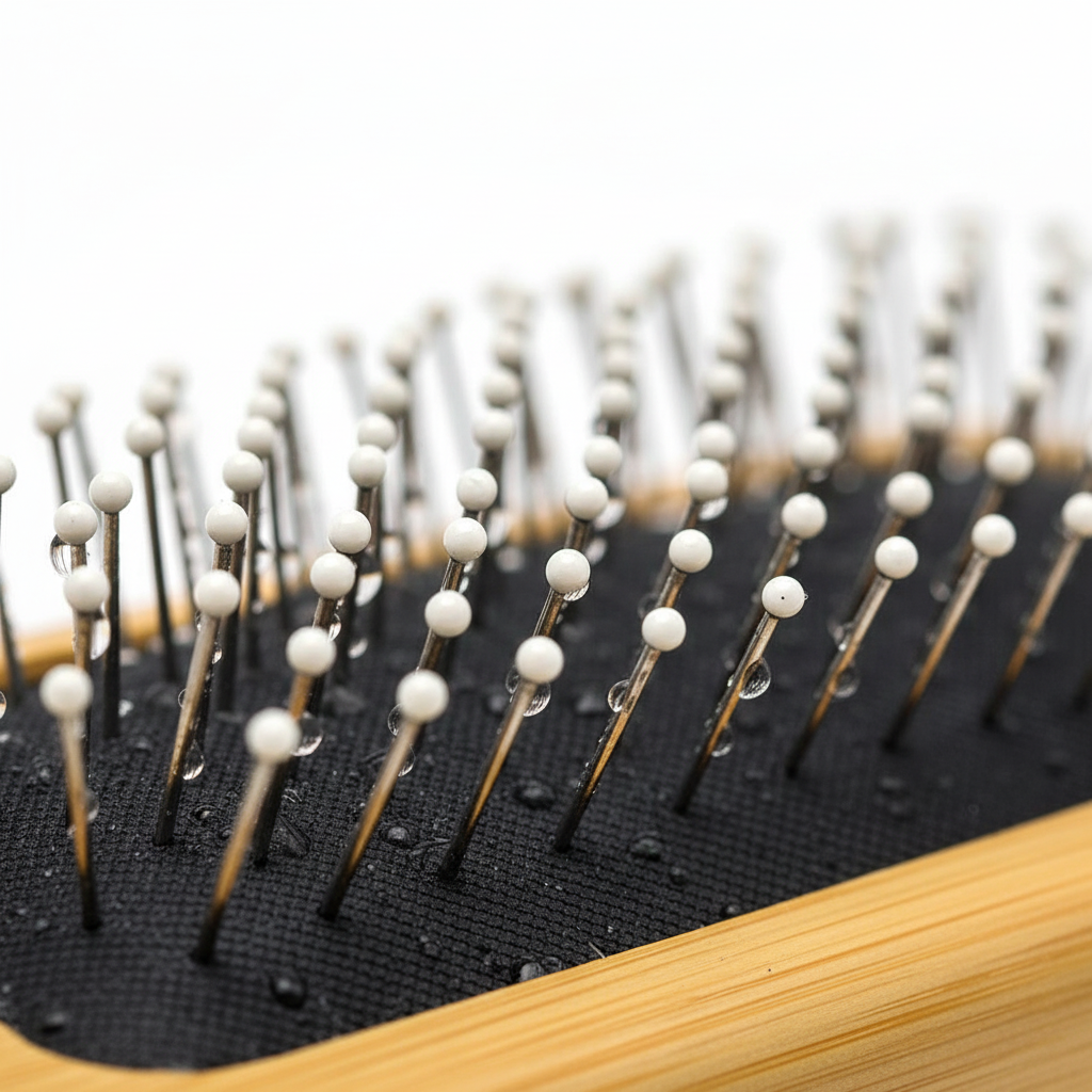 Extreme close-up of round-tip needles