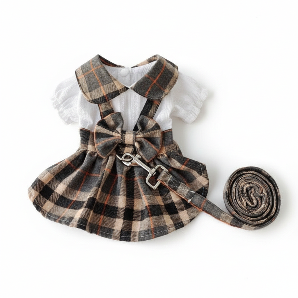 Harness with leash attached