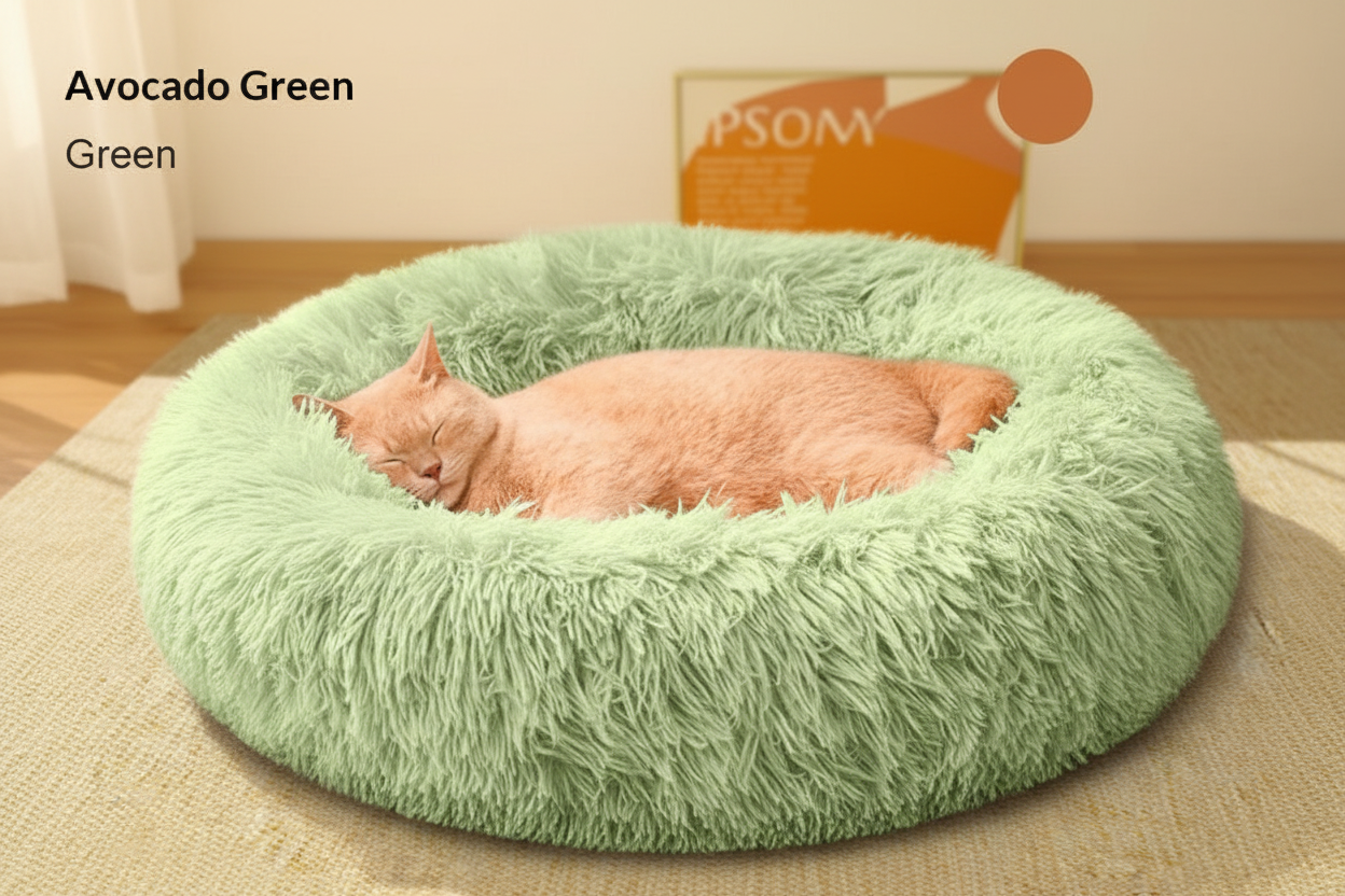 Side profile view of bed with pet