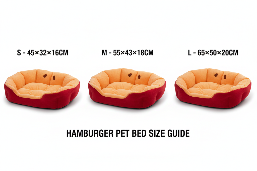 Size guide for hamburger dog bed
