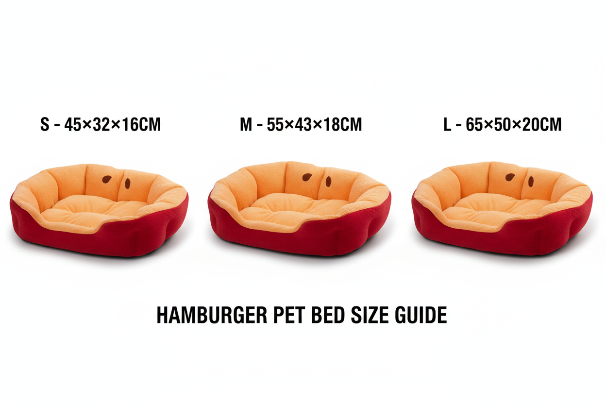 Size guide for hamburger dog bed