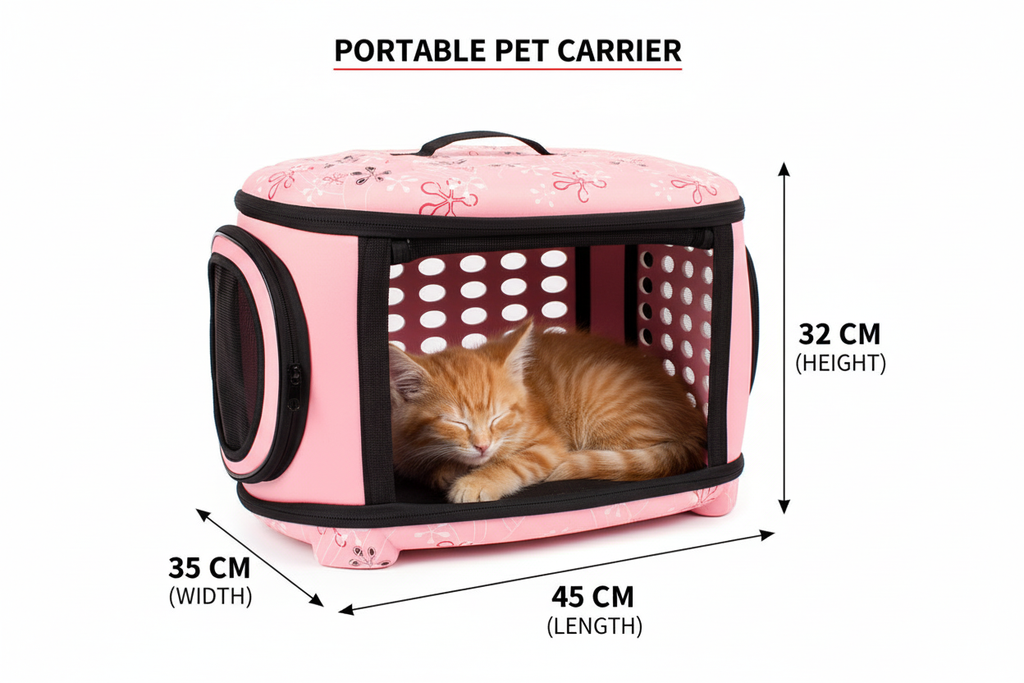 Size guide with pet inside carrier - 45×35×32CM