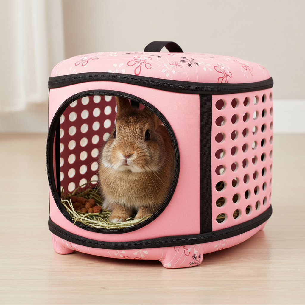 Small rabbit in carrier